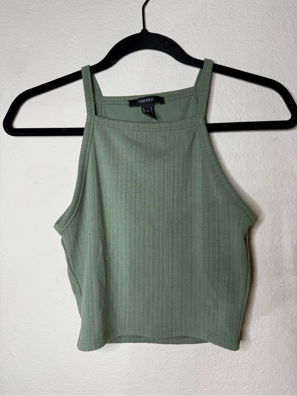 Forever 21 Sage Green Ribbed High Neck Tank